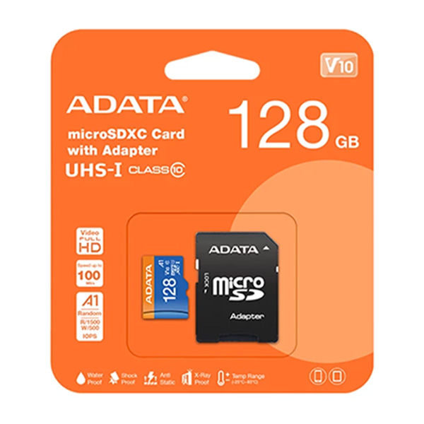 کارت حافظه premier microSDXC ADATA ظرفیت 128 گیگابایت کلاس 10 سرعت 100MBps